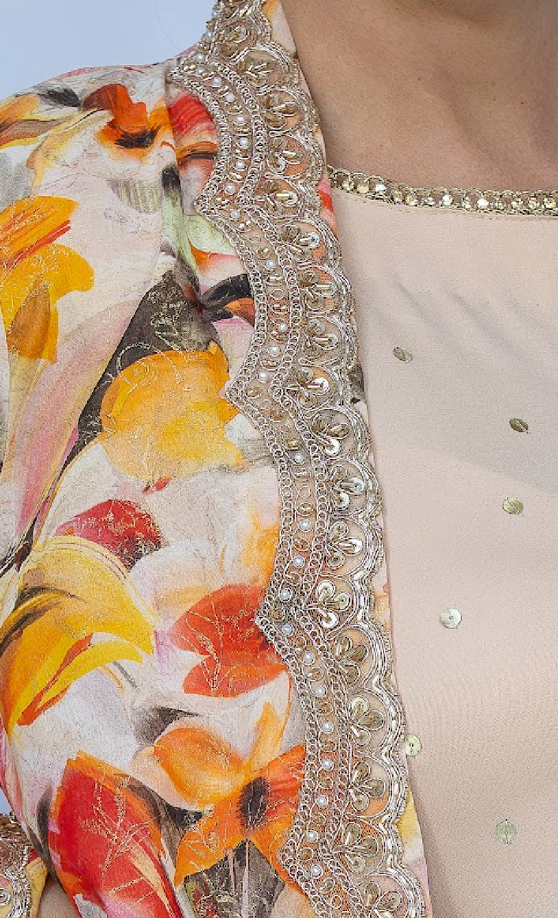 Blush Sunset Floral Embellished Ensemble Set