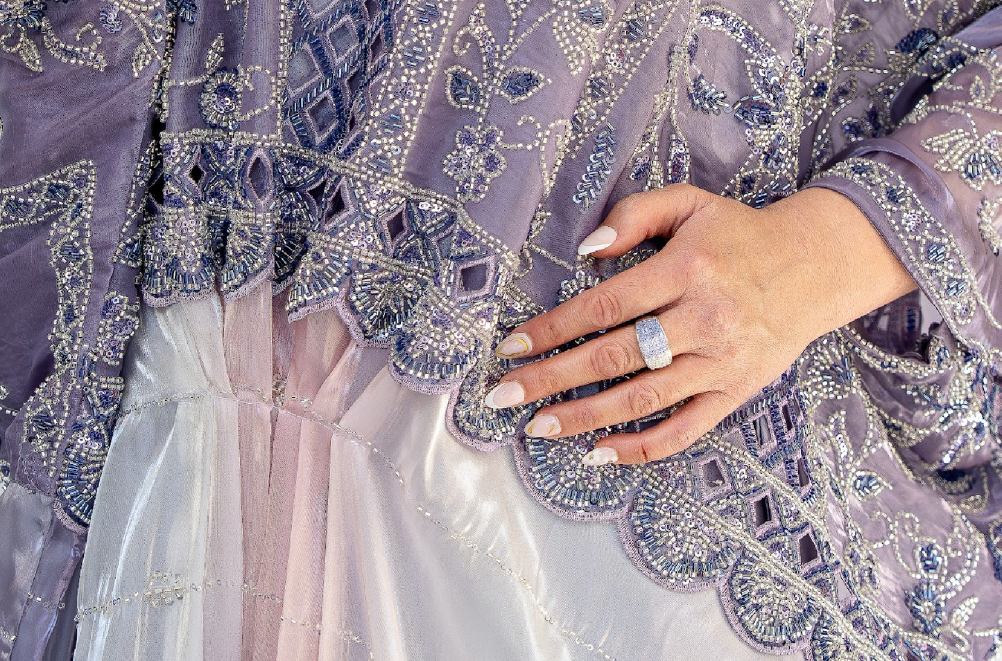 Dusky Lilac Embroidered Kaftan