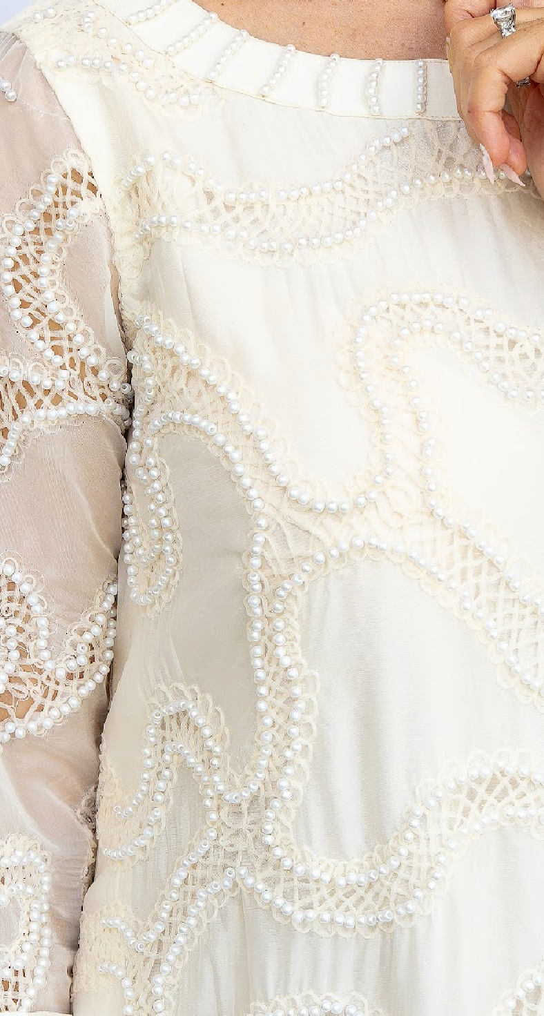 Pearl Lace Cascade Dress