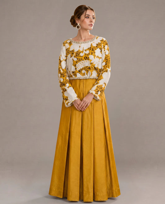 Saffron Gown with Culotte