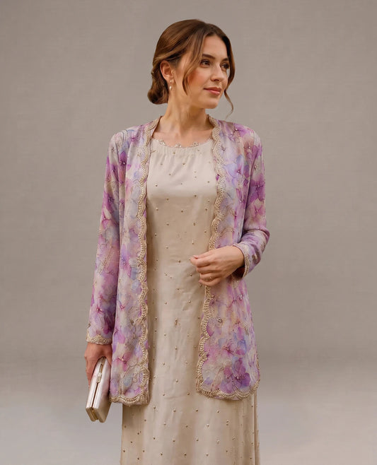 Blush Petal Embellished Jacket Ensemble