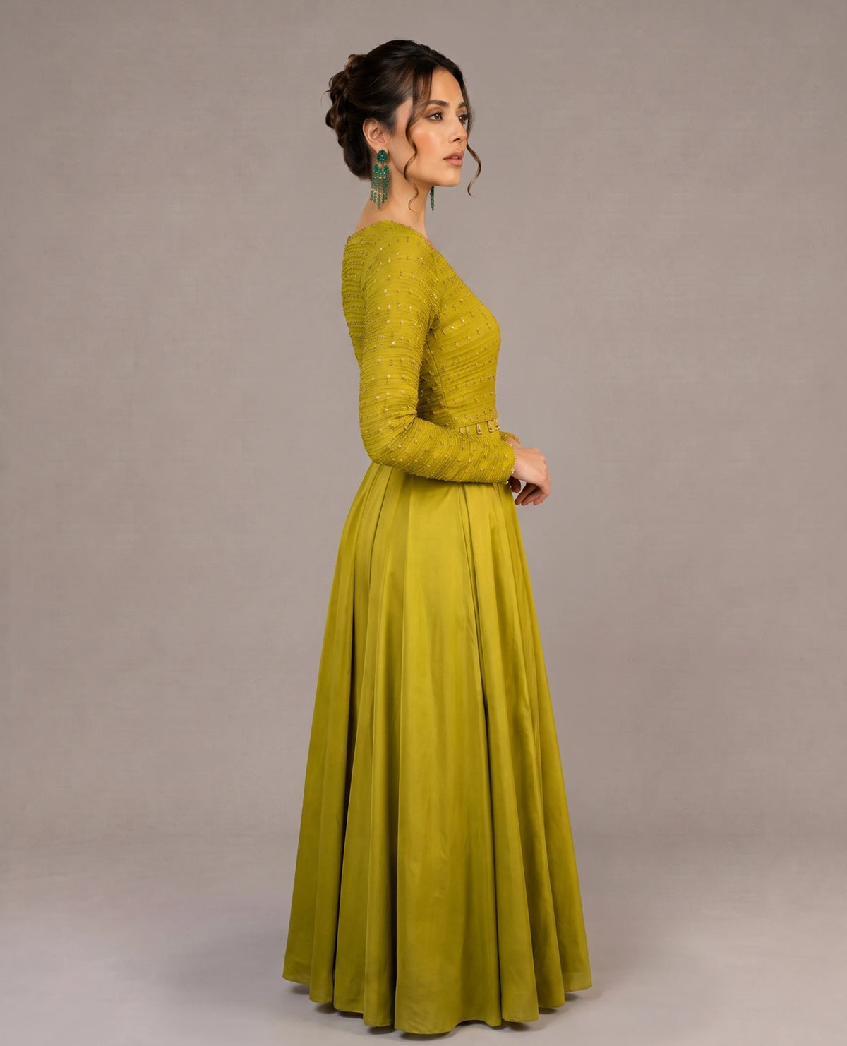 Rich Mustard Box Pleated Dress