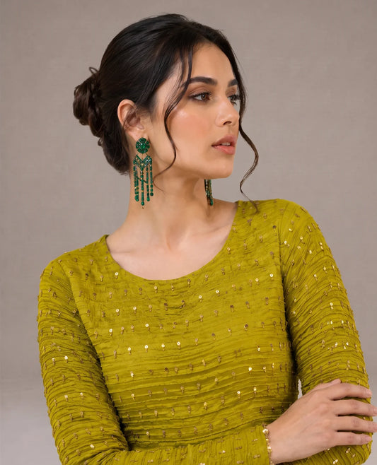 Rich Mustard Box Pleated Dress