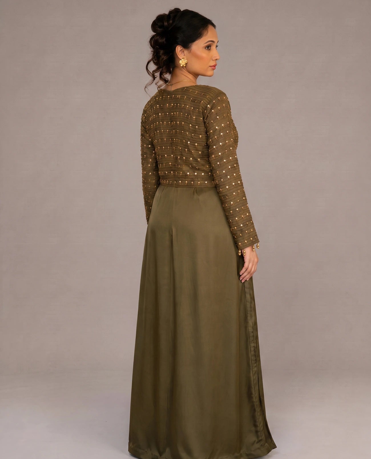 Olive Clay Side Pleated Dress