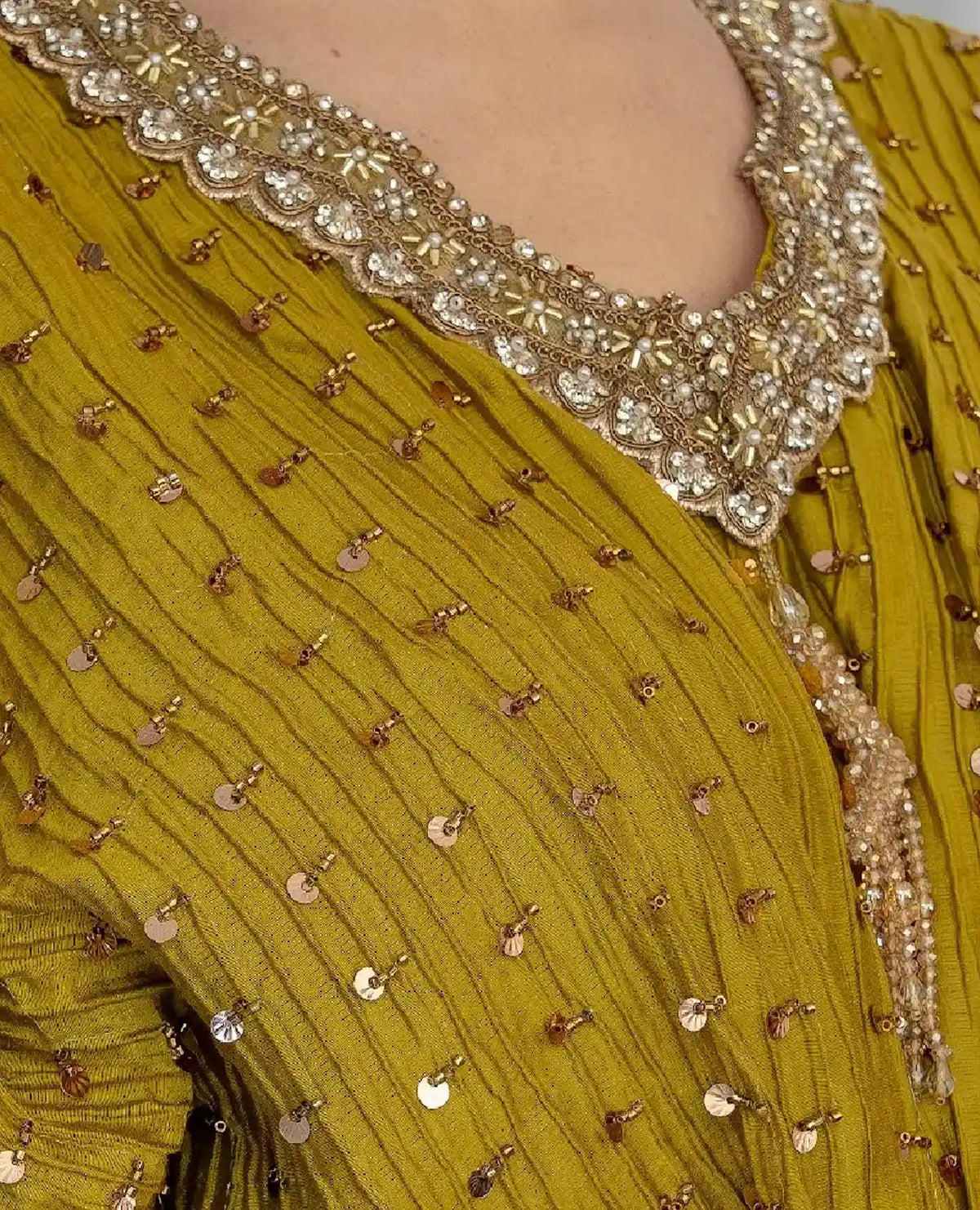 Rich Mustard Embellished Silk Kaftan