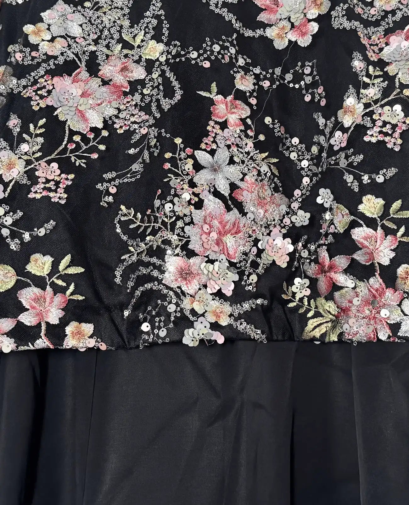 Black Floral Fishtail Jacket Gown