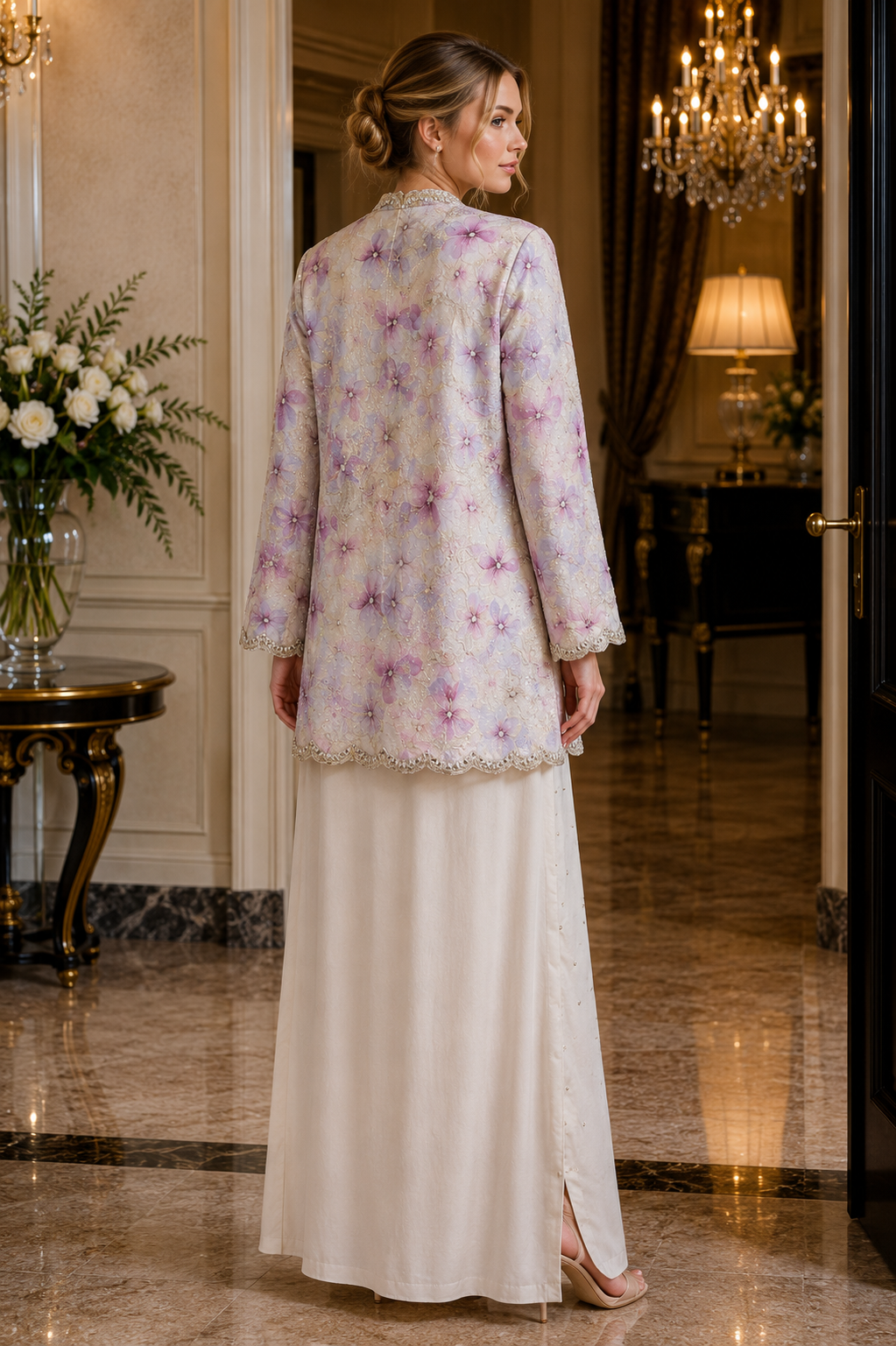 Blush Petal Embellished Jacket Ensemble