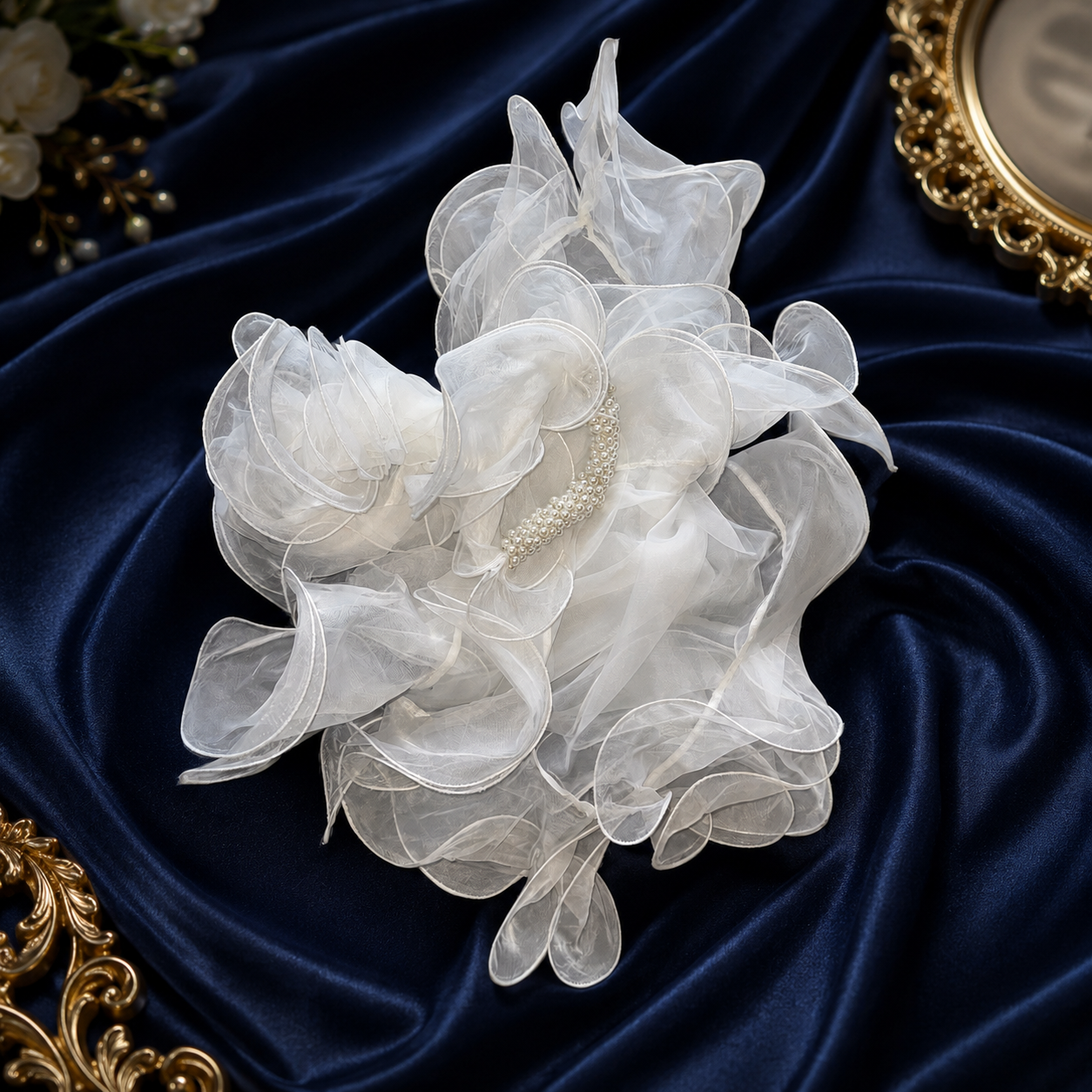 White Swirl Organza Stole