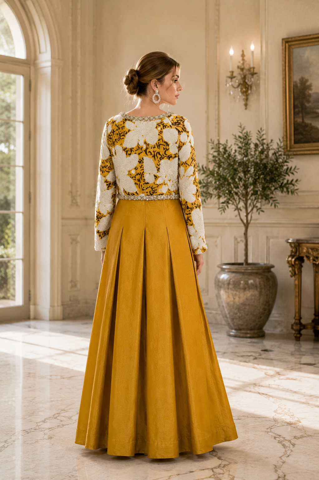 Saffron Gown with Culotte