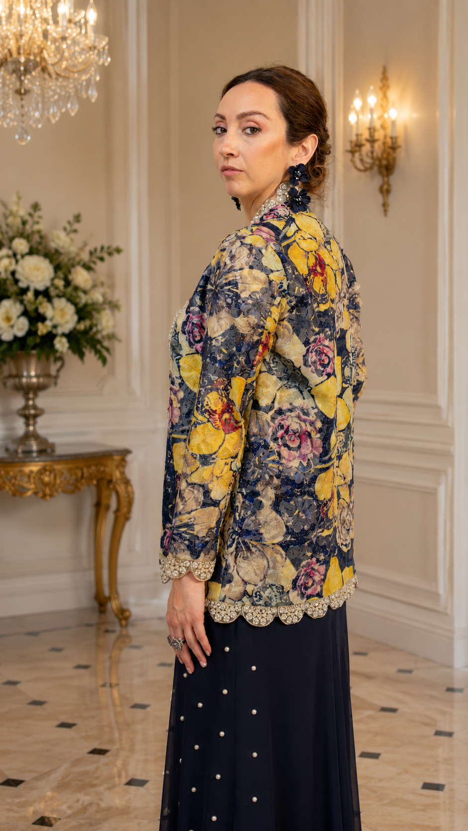 Sapphire Sheen Textured Luxe Jacket Ensemble