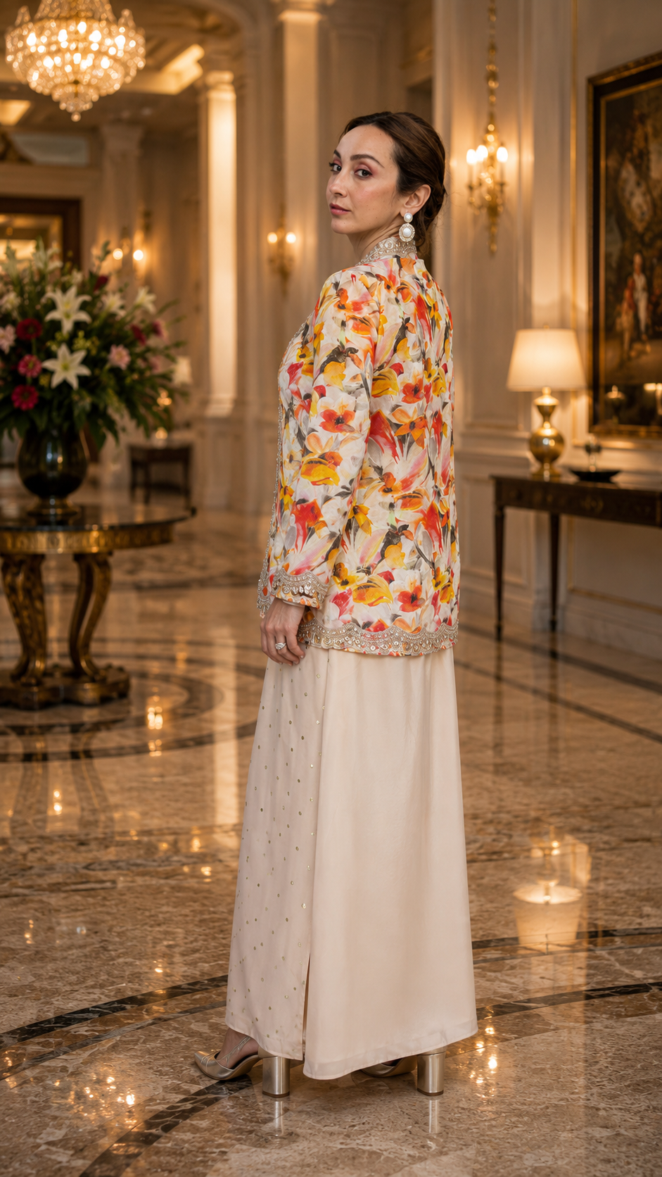 Blush Sunset Floral Embellished Ensemble Set