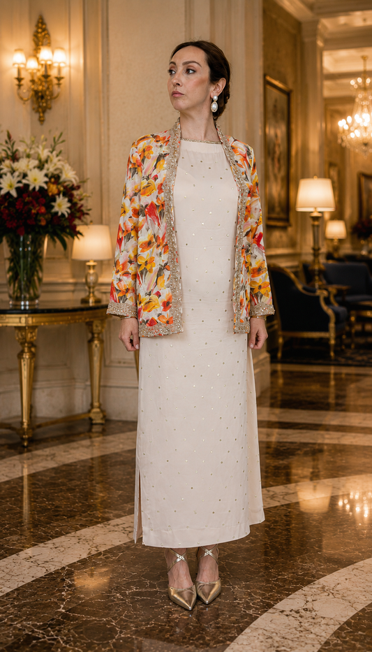 Blush Sunset Floral Embellished Ensemble Set