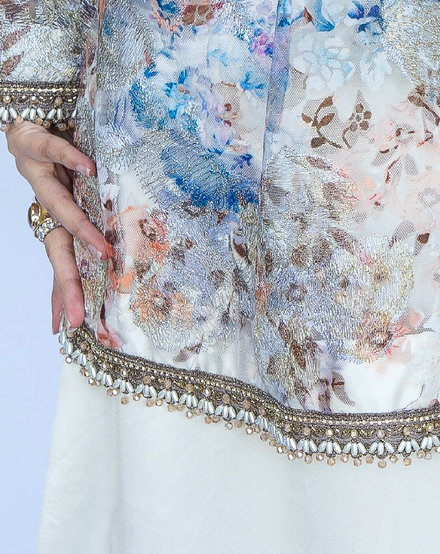 Ivory Blossom Embellished Jacket Ensemble