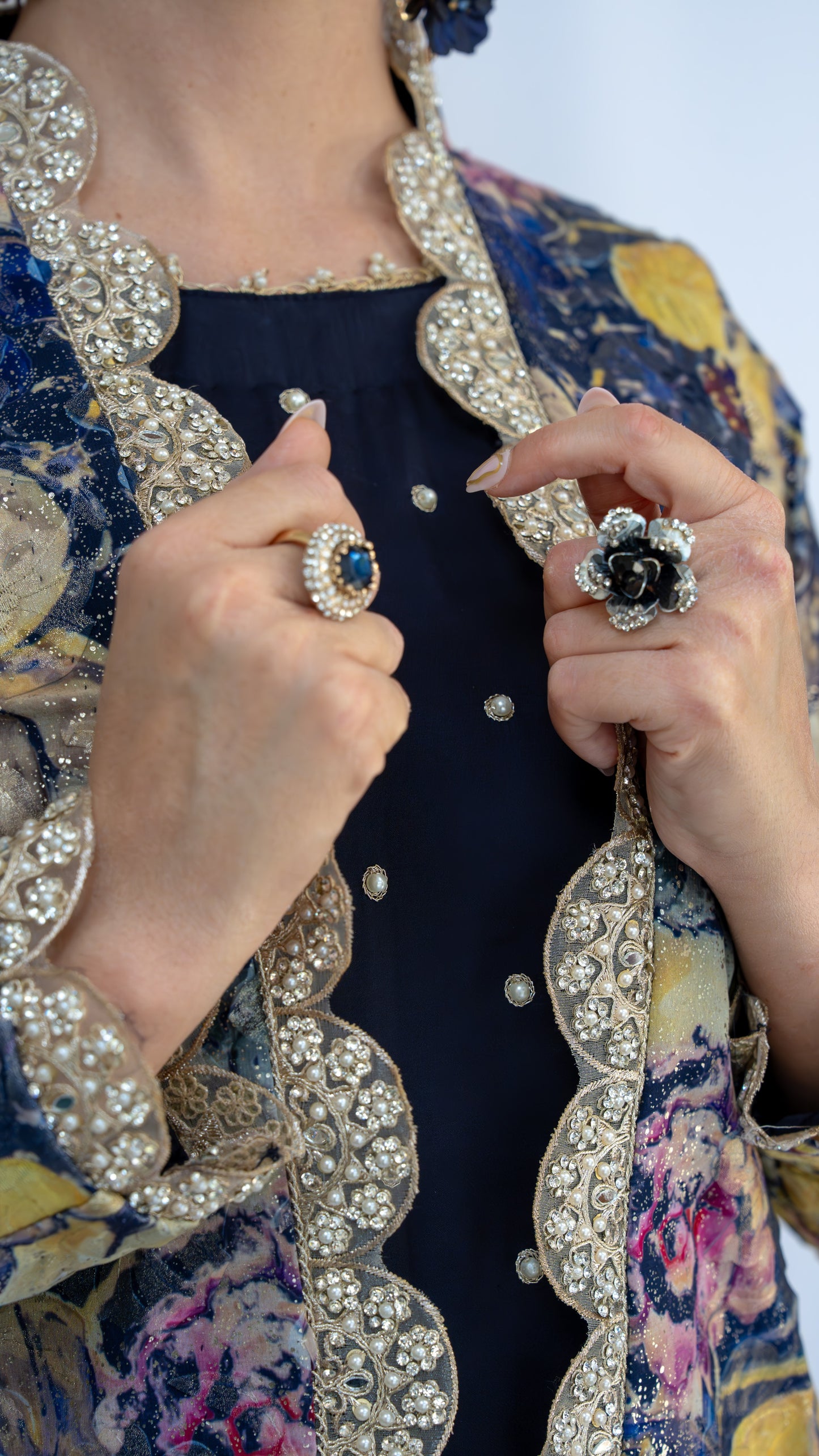 Sapphire Sheen Textured Luxe Jacket Ensemble