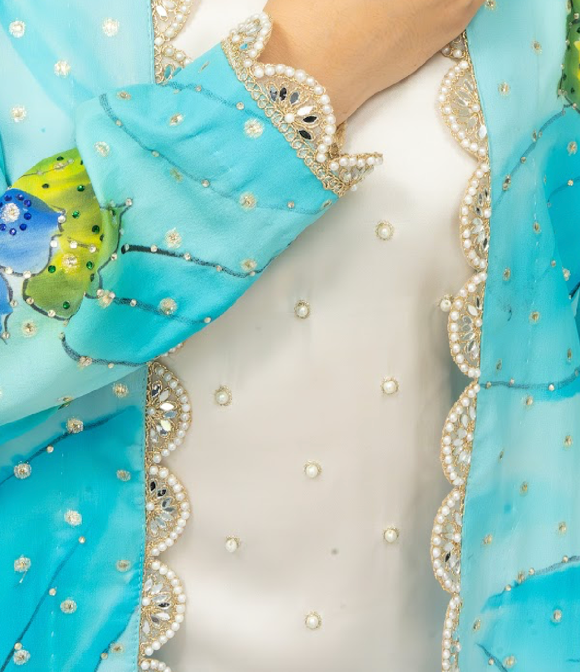 Turquoise Embroidered Ensemble Set