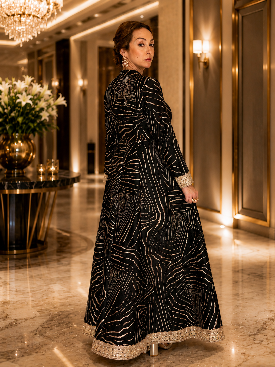 Shadow Gold Regal Embroidered Gown
