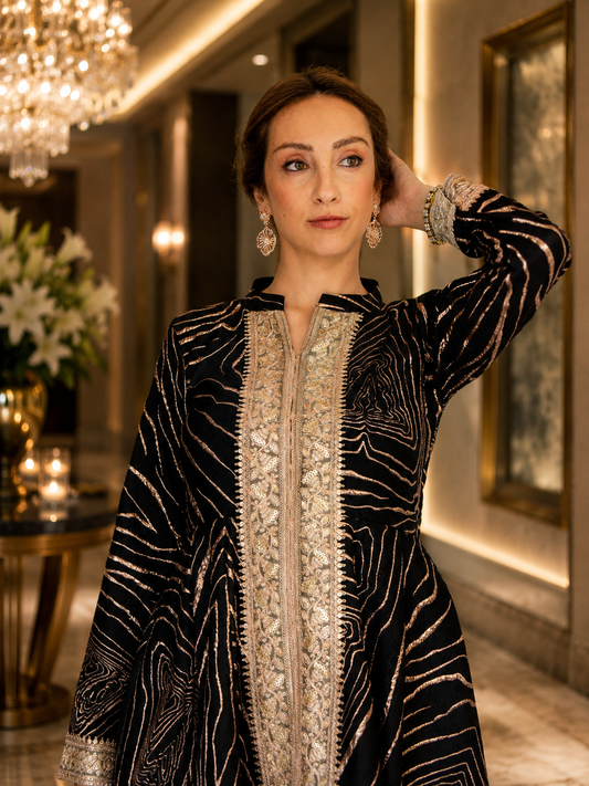 Shadow Gold Regal Embroidered Gown