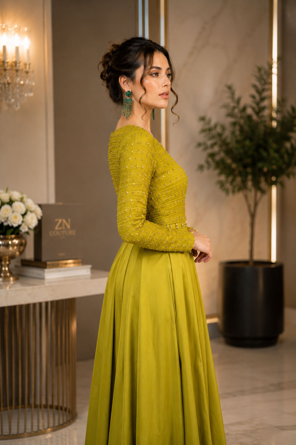 Rich Mustard Box Pleated Dress