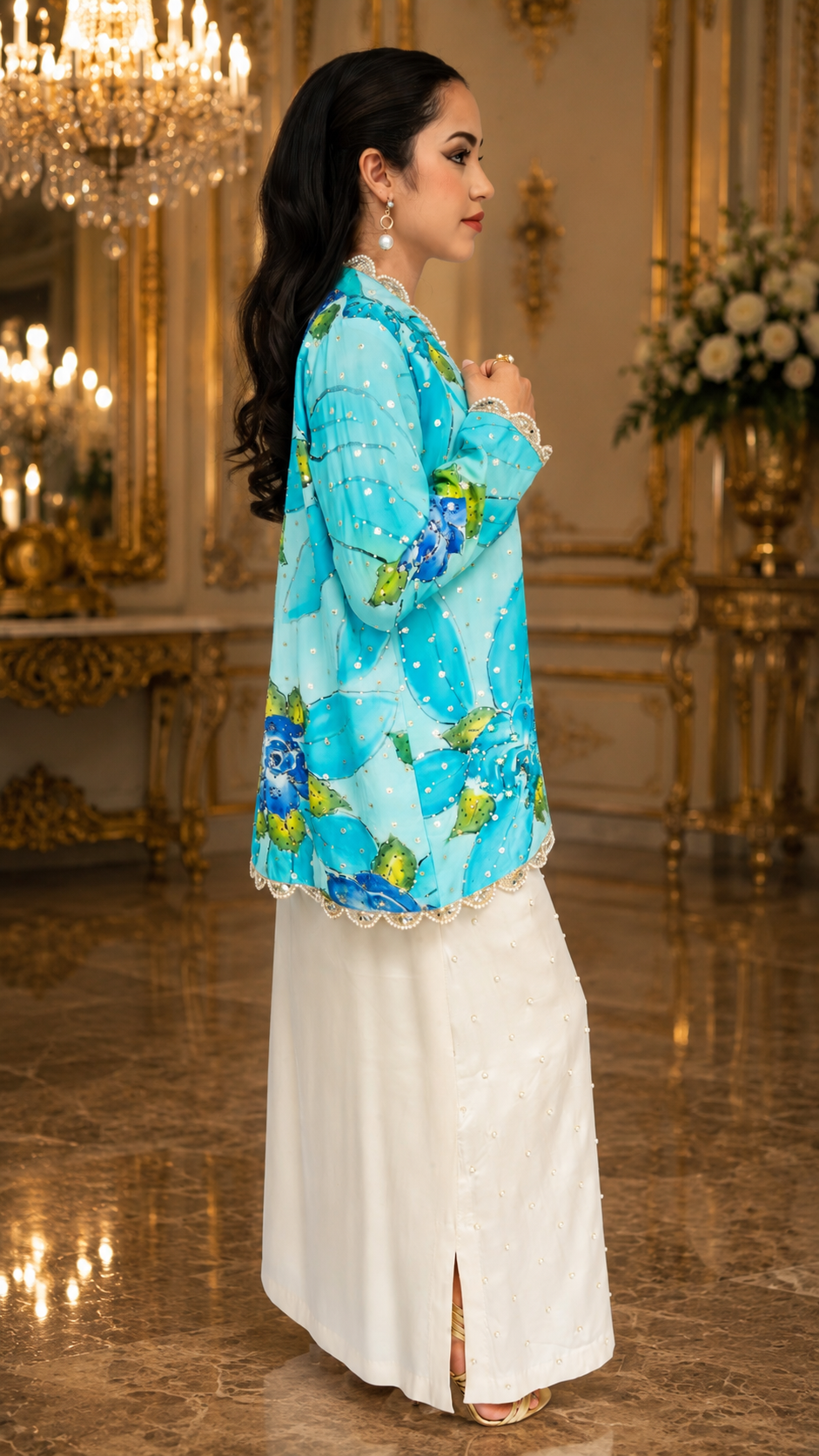 Turquoise Embroidered Ensemble Set