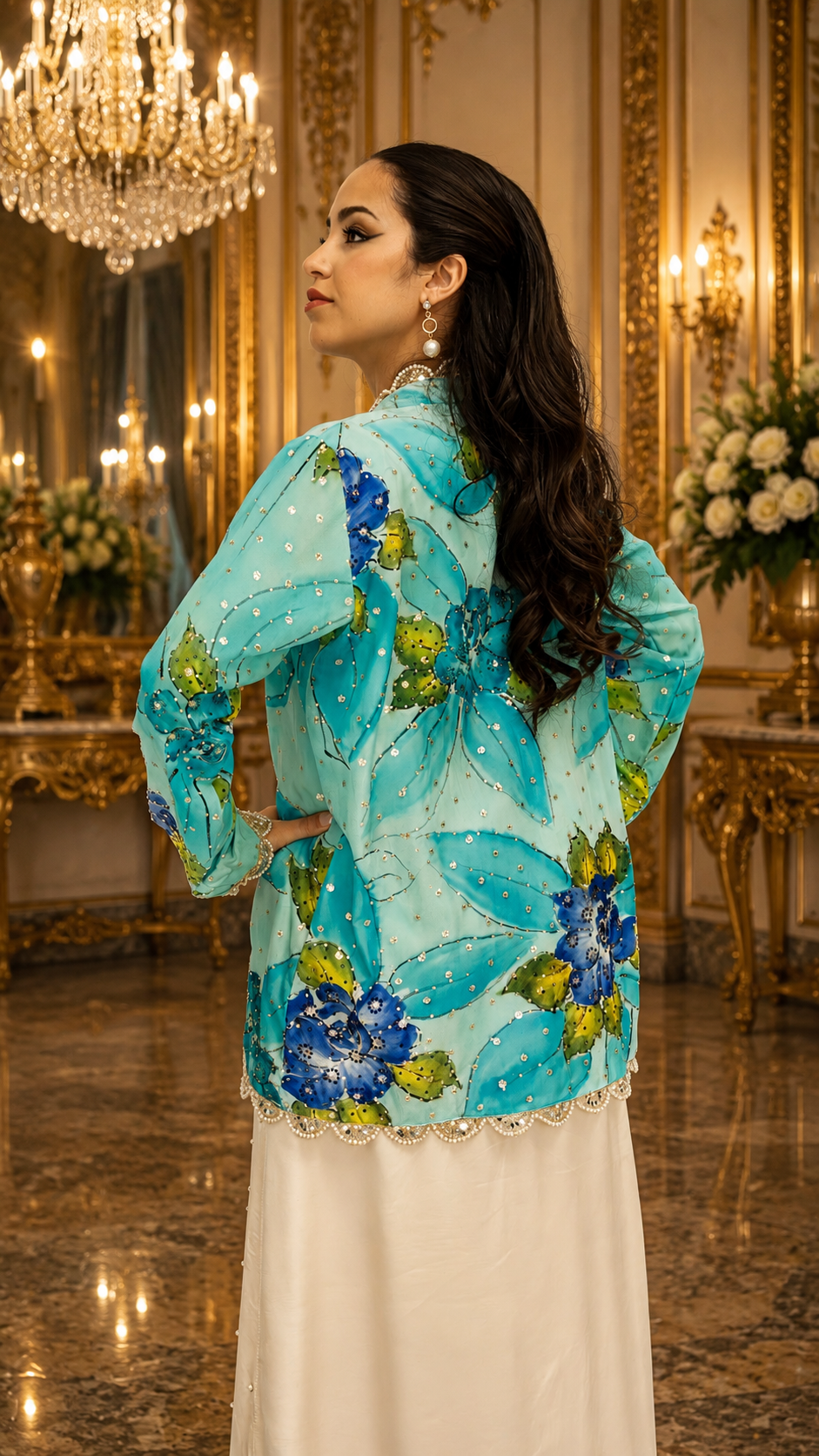 Turquoise Embroidered Ensemble Set