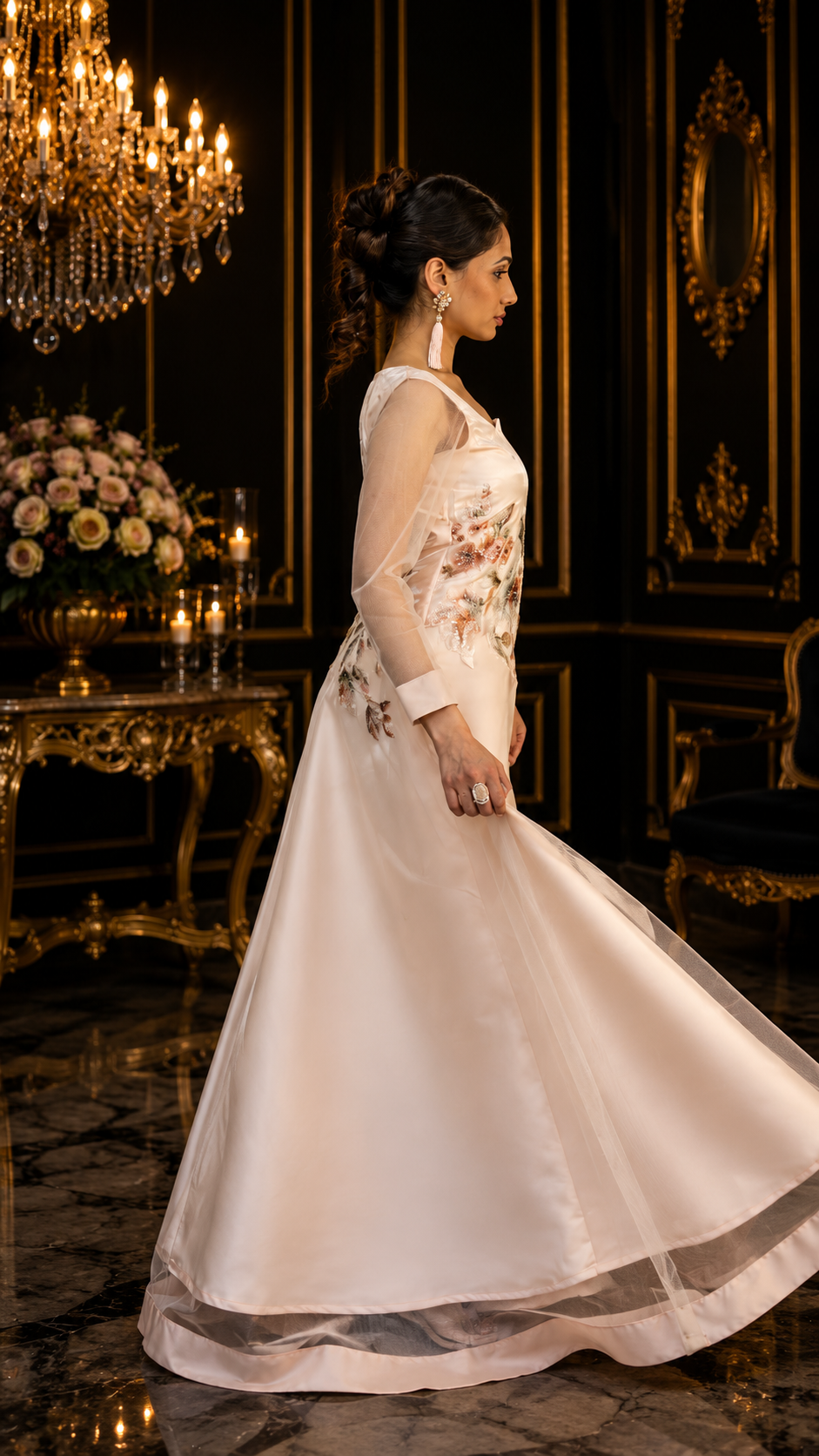 Blush Petal Embellished Luxe Gown