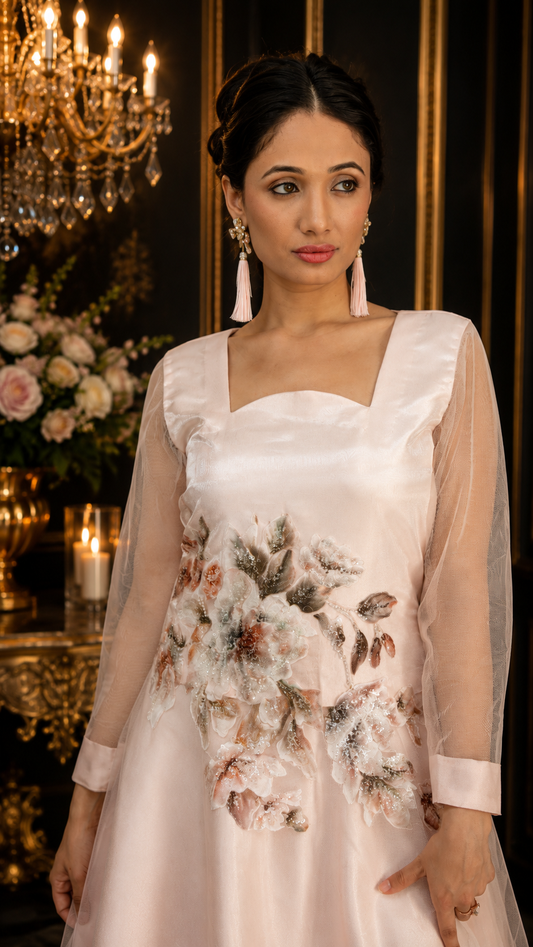 Blush Petal Embellished Luxe Gown