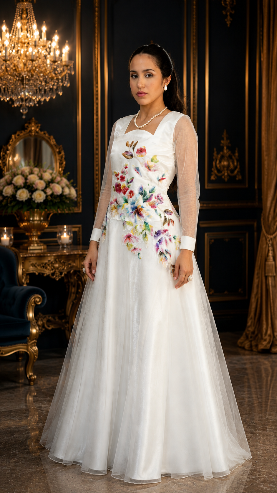 Ethereal Bloom Embellished Luxe Gown