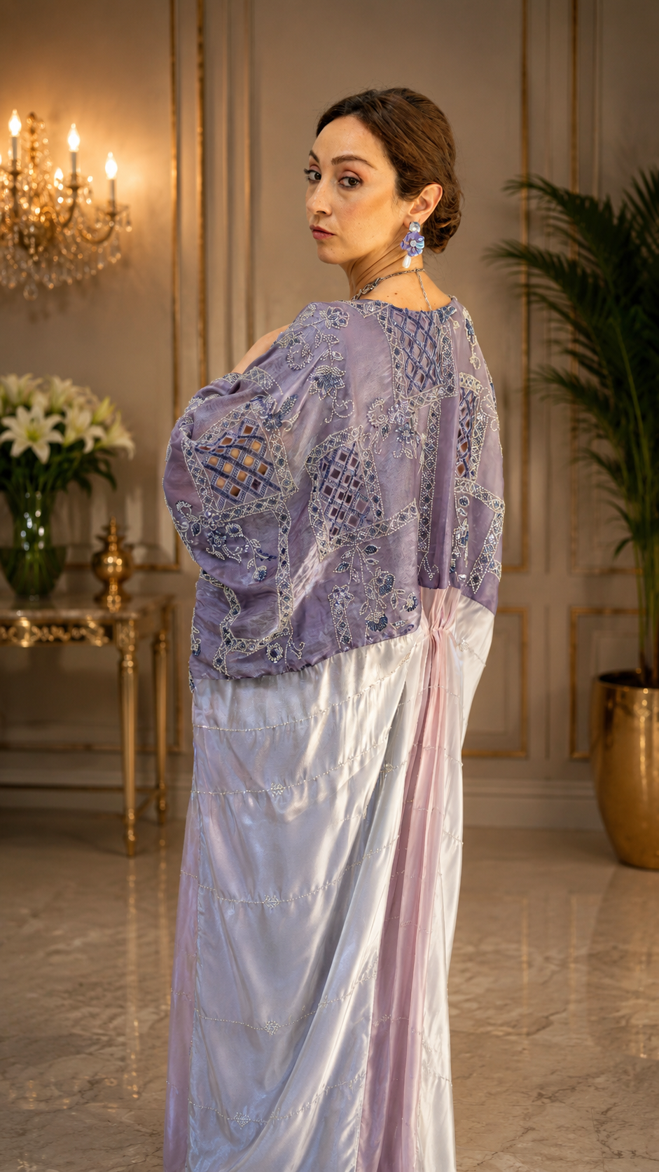 Dusky Lilac Embroidered Kaftan