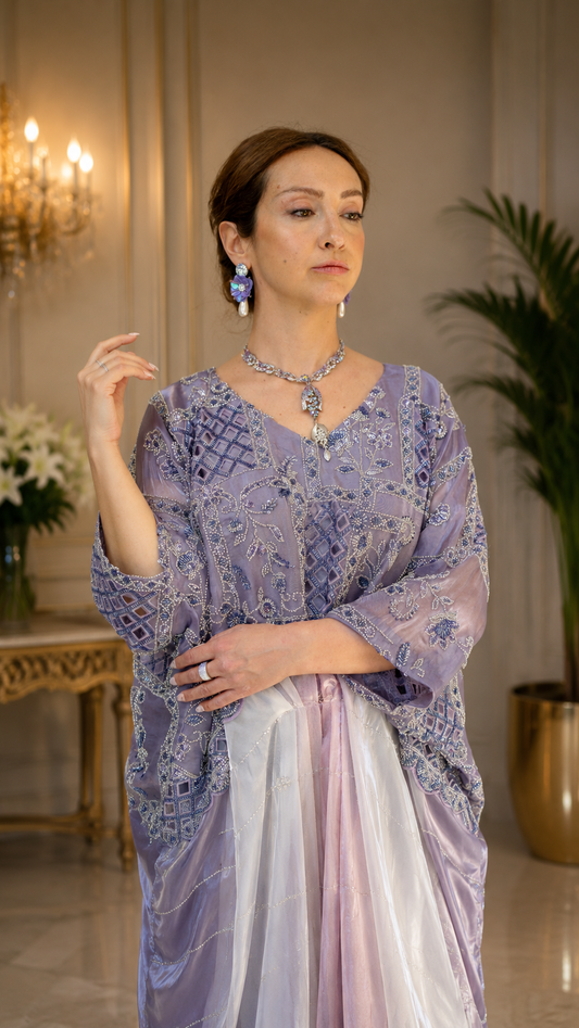 Dusky Lilac Embroidered Kaftan