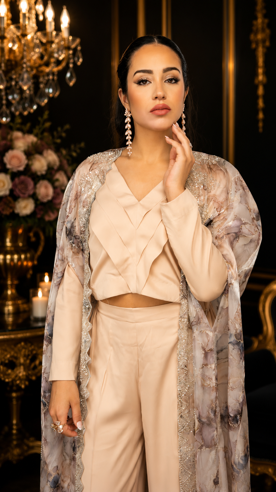 Soft Taupe Cape Ensemble