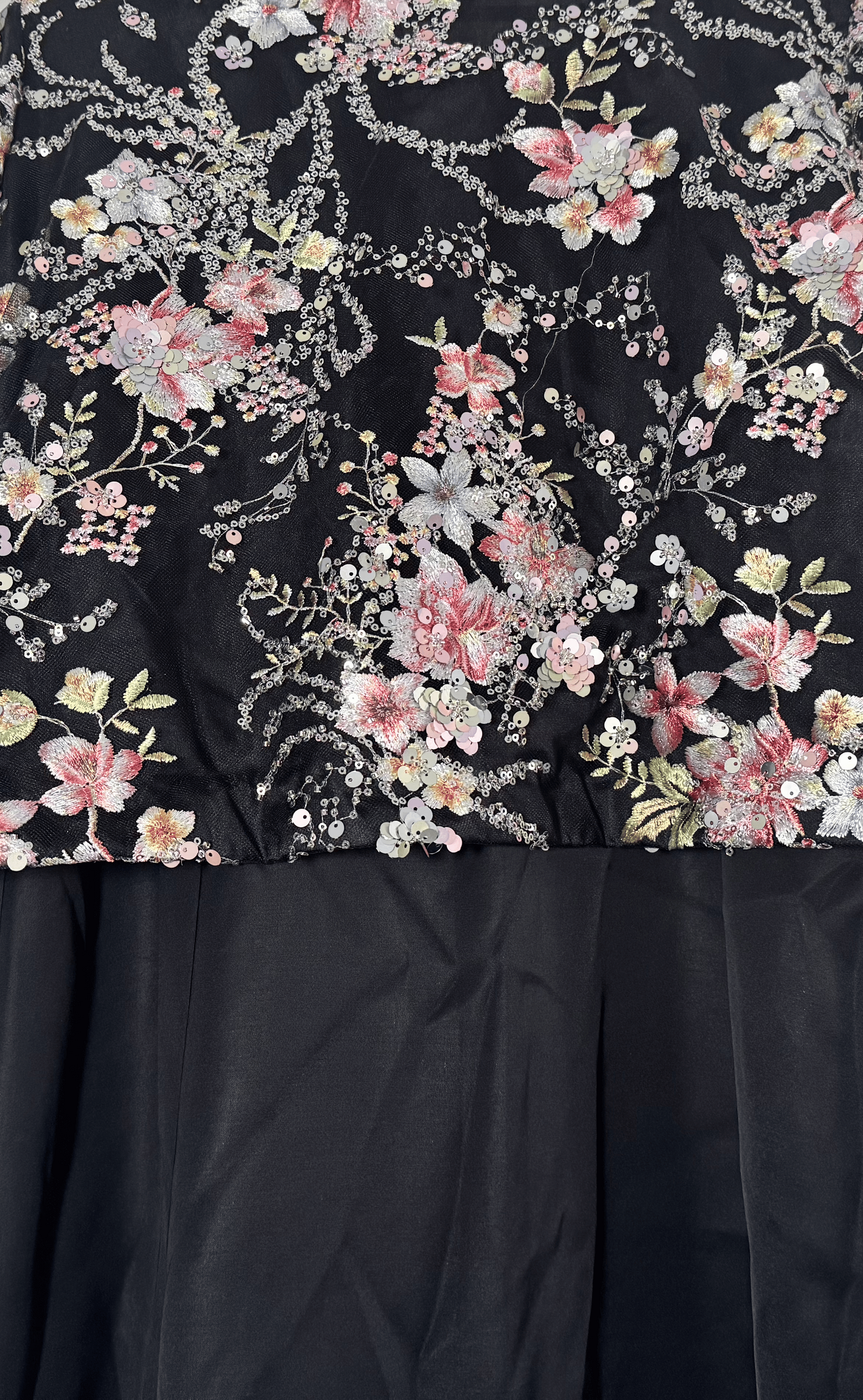 Black Floral Fishtail Jacket Gown