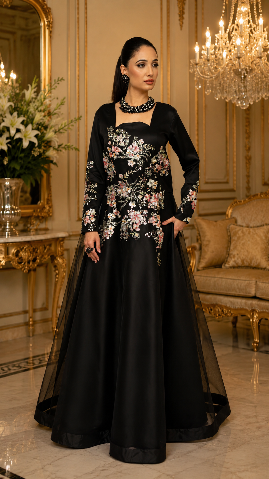 Dusk Petal Flare Gown